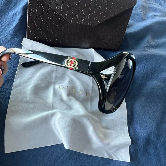 Gucci Black Gradient square Sunglasses monogram wrap sun beach eyewear pool cat - Picture 5 of 9